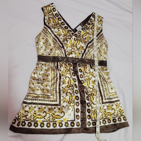 SUZY gold & brown floral patterned satin camisole top - Picture 8 of 9